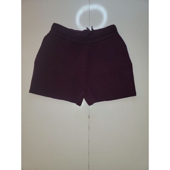 Helmut Lang Wool Size Small Wine Purple‎ Ribbed Shorts - Picture 1 of 6